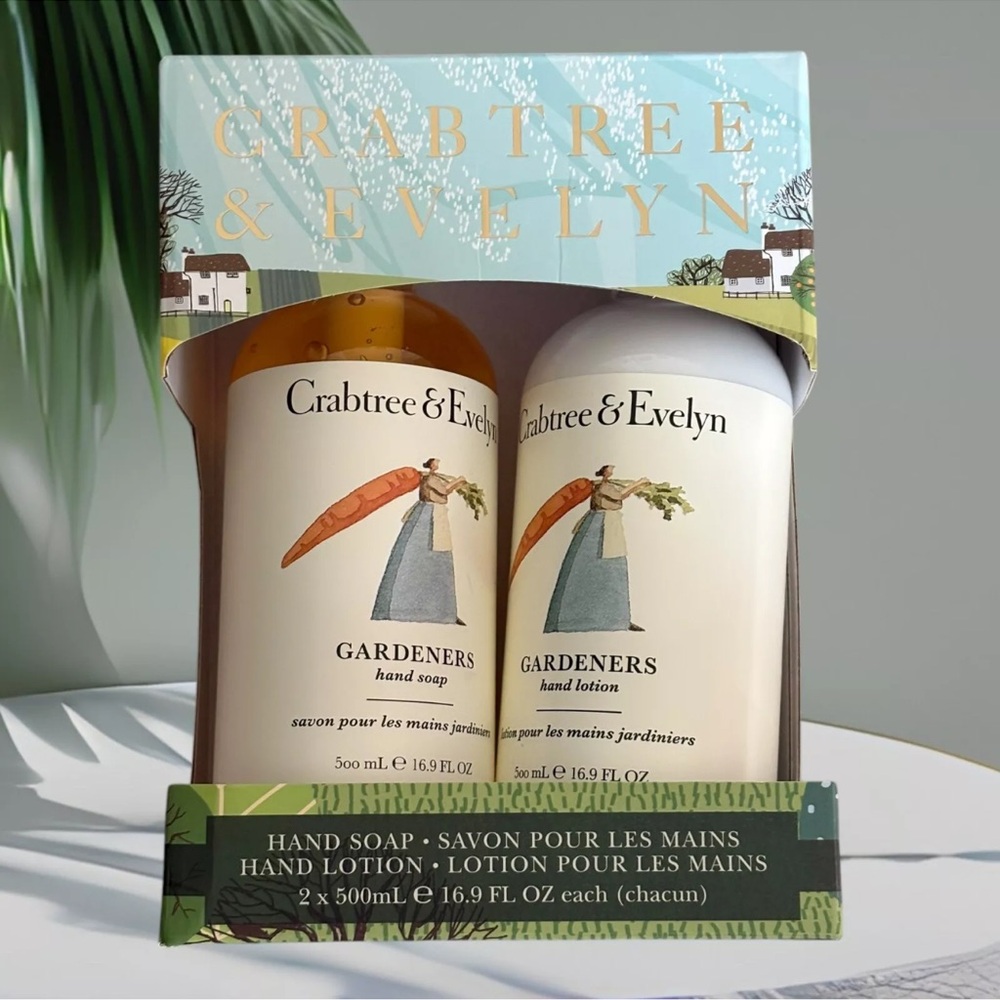 Crabtree & Evelyn Gardeners Hand Soap And Hand Lotion Set - 16.9 Oz Each NIB